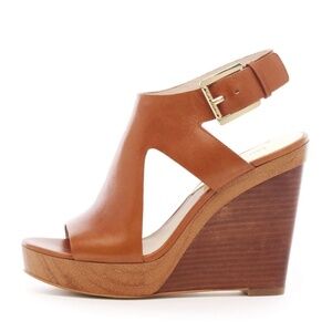 Michael Kors Tan Leather Wedge Sandals